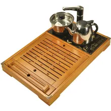 Чай бамбуковый поднос индукционная плита бытовой ящик тип деревянный ящик для хранения Набор для чайного столика твердой древесины дренаж воды