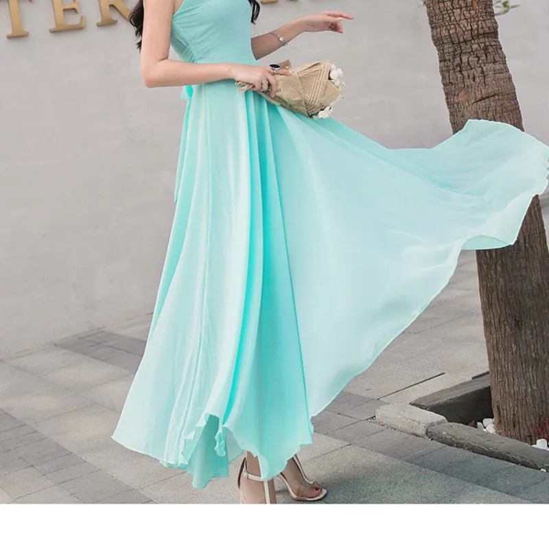 2019 New Summer Beach Dress Women's Fashion Sleeveless V-Beck Red Blue Long Dress Elegant Robes Women's Plus Size 5XL (20)