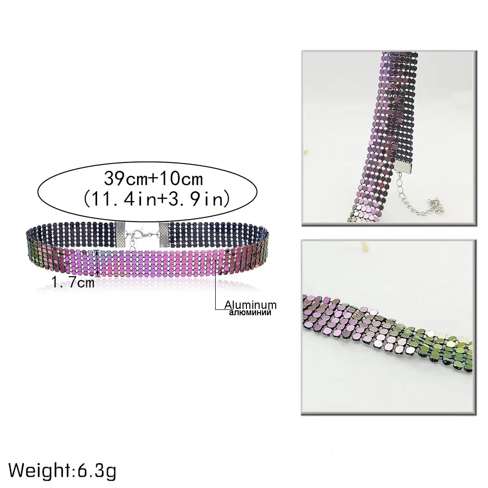 Ingemark, панк, колье из алюминиевого сплава, женские вечерние аксессуары, бохо, цветные блестки, ключицы, воротник, цепочка, ожерелье