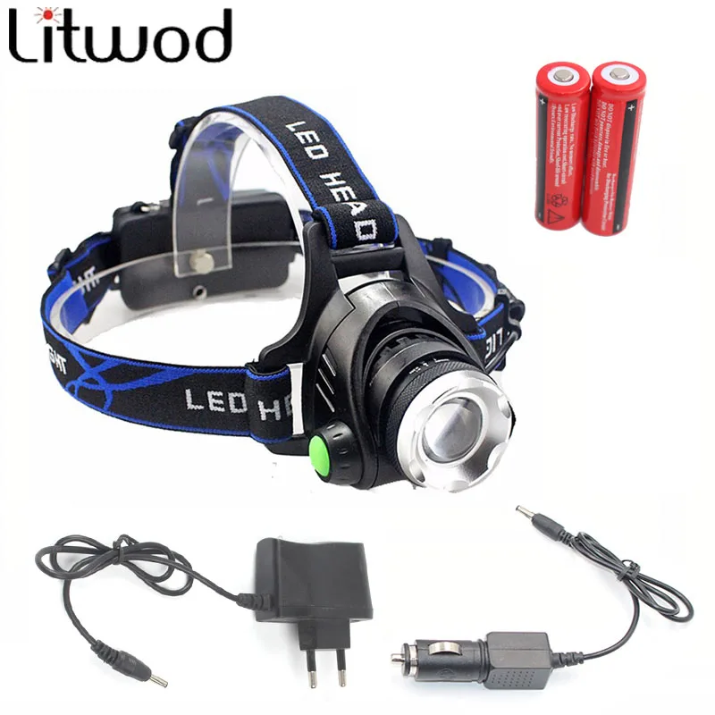 Litwod 568D светодиодный налобный фонарь алюминиевый XM-L L2/T6 Zoom светодиодный налобный светильник головной вспышка светильник настраиваемый налобный фонарь 18650 батарея передний светильник - Испускаемый цвет: OPtion D