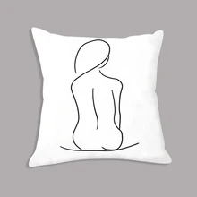 Абстрактная линия девушка тело рука минималистическая картина Белая подушечка диванная подушка декоративный, плюшевый Декор дивана