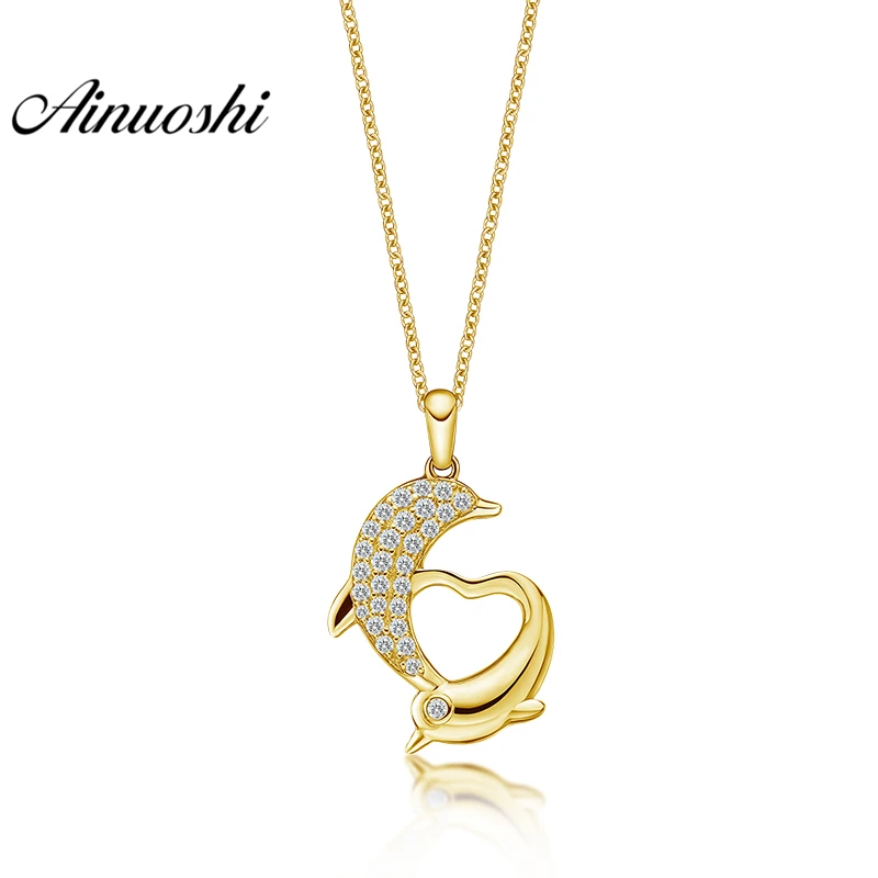 AINUOSHI 10K Solid Yellow Gold Pendant Heart Pendant SONA Diamond Women Men Jewelry Adorable Dolphin Shape 1.7g Separate Pendant AINUOSHI 10K Solid Yellow Gold Pendant Heart Pendant SONA Diamond Women Men Jewelry Adorable Dolphin Shape 1.7g Separate Pendant