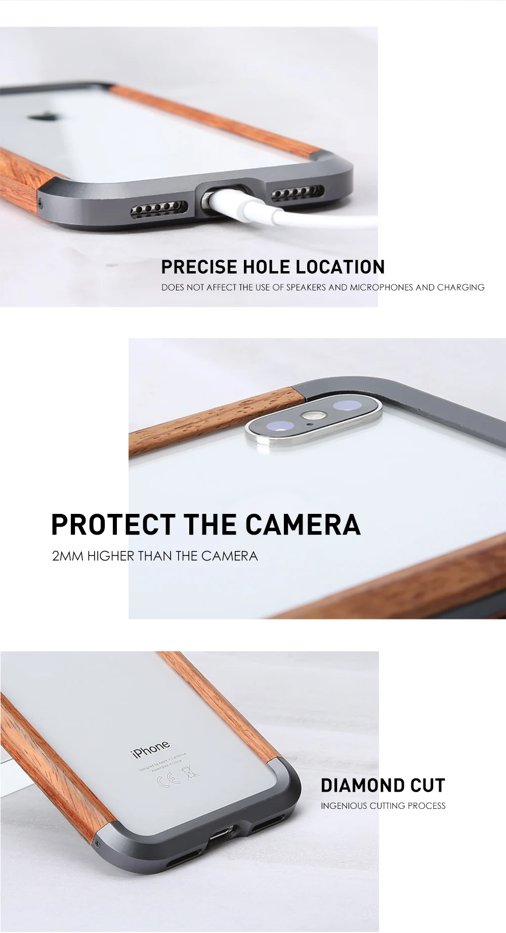 Phone Case For iPhone 11 11 Pro 11 Pro Max Luxury Hard Metal Aluminum Wood Protective Bumper Phone Case for iPhone XS X