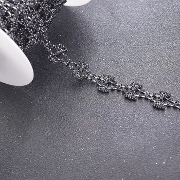 

5yards/lot jet color rhinestones trimming for wedding dress belt sash appliques trim sew on flatback hematite glass stras chainh