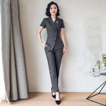 

Ladies Office Uniform Designs Spa Pants Suits Elegant Woman Mini Skirt Business Suit Salon Medical Uniform For Office DD2217