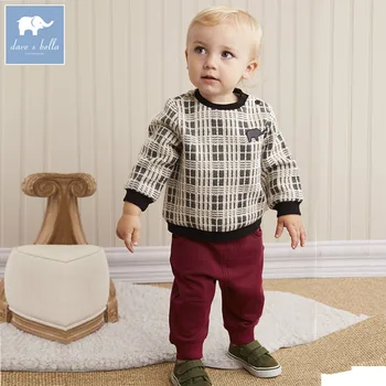 

DB5596 dave bella autumn infant boys fashion clothing sets baby plaid suit children suit high toddler outfits Clothing Suits