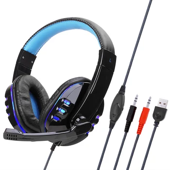 

SY733MV Wired Computer Gaming Headphones Earphone Over-ear Game Headset With Microphone AUX+USB Port Volume Control for PC