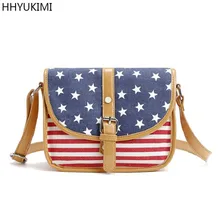 HHYUKIMI Brand Stars American Flag USA Fantasy Brief Diagonal Shoulder Bags Women Canvas Bag Clutch