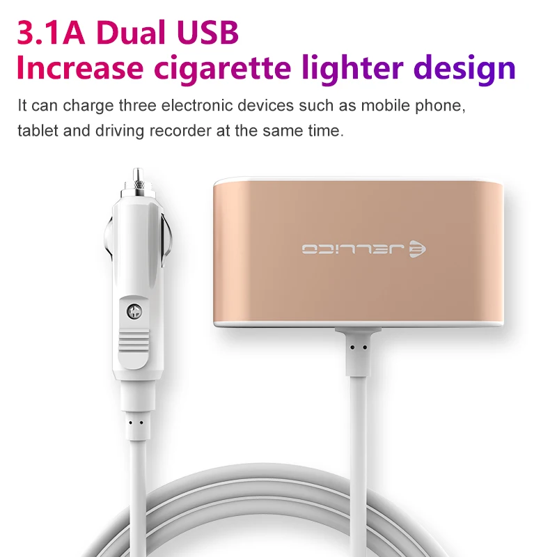 Jellico 3.1A 3 ولاعة السجائر و 2 USB تهمة سريع ل فون X 8 7 زائد لسامسونج S9 S8 الهواتف المحمولة أقراص شاحن سيارة Jellico 3.1A 3 ولاعة السجائر و 2 USB تهمة سريع ل فون X 8 7 زائد لسامسونج S9 S8 الهواتف المحمولة أقراص شاحن سيارة
