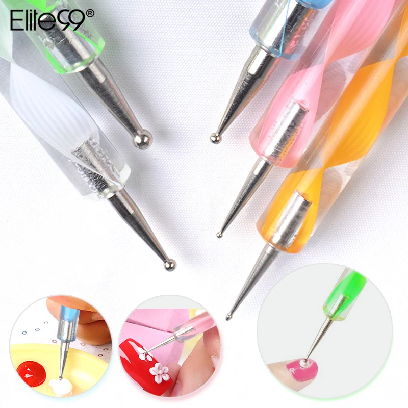 Elite99 точечные ручки 5 шт. инструменты для нейл-арта 2 способа Двусторонняя ручка для рисования DIY дизайн Marbleizing Pen Набор инструментов для маникюра