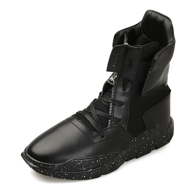 Mens Gym Sport High Top Sneakers Pu Leather Punk Skateboarding Shoes Zipper Hip Hop Tennis Shoes Male Outdoor Trainer Footwear Mens Gym Sport High Top Sneakers Pu Leather Punk Skateboarding Shoes Zipper Hip Hop Tennis Shoes Male Outdoor Trainer Footwear