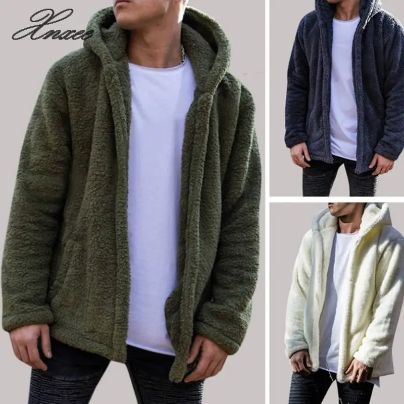 

Men's Winter Slim Casual Warm Hooded Coat Men Jacket Fleece Outwear