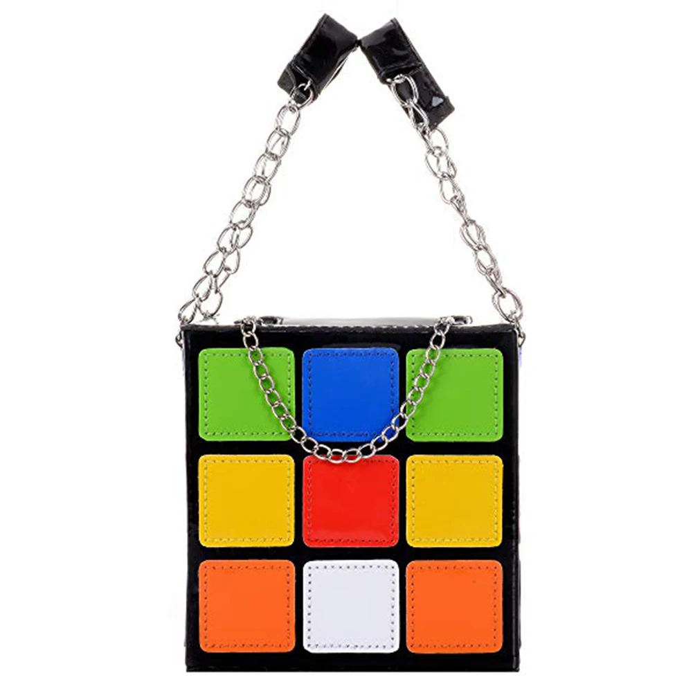 Топ Дизайн Кубический квадратный молния женская сумка через плечо сумка-мешок через плечо сумки для женщин цепная сумка