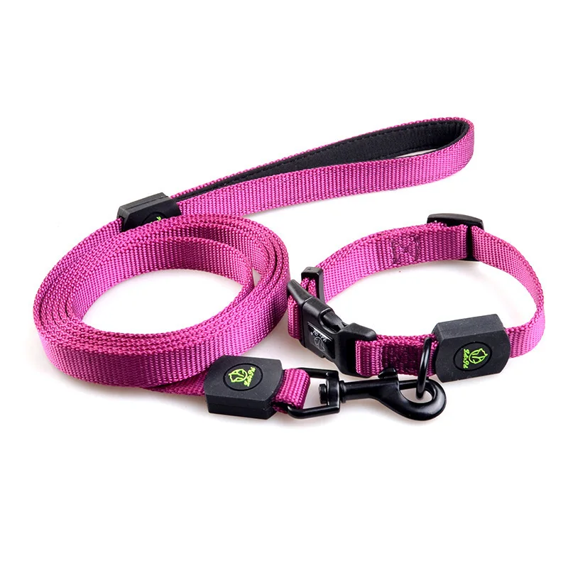 Hond Pet Halsbanden Leash Lead Set voor Ourdoor Dagelijks Wandelen Hond Tractie Kit Mode Stabiele Effen Kleur Geweven Nylon Riem