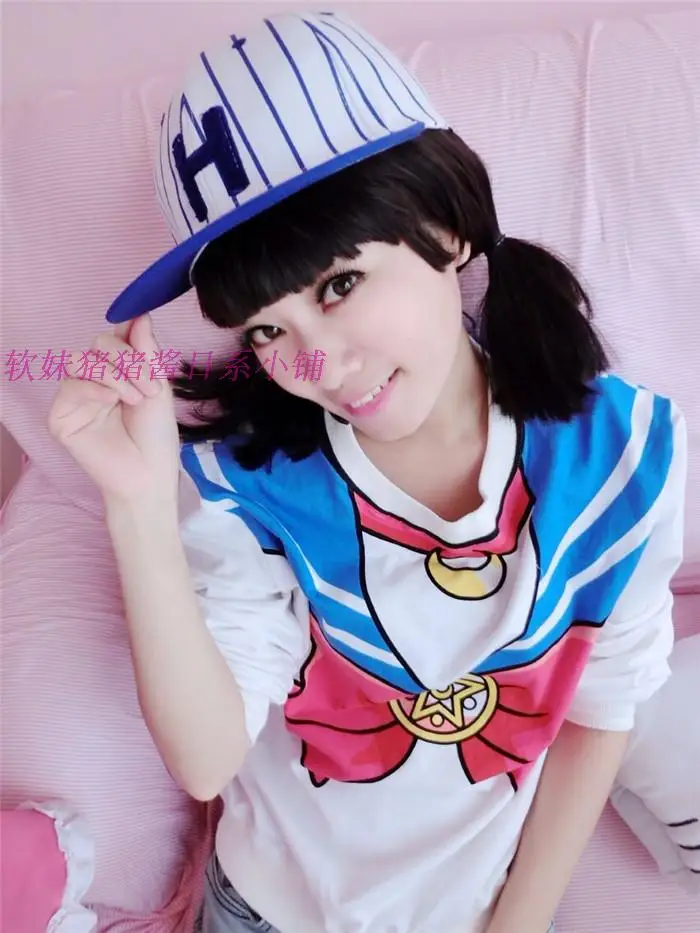 Новая рубашка Сейлор Мун Harajuku Kawaii милый аниме свитер с воротником костюм моряка