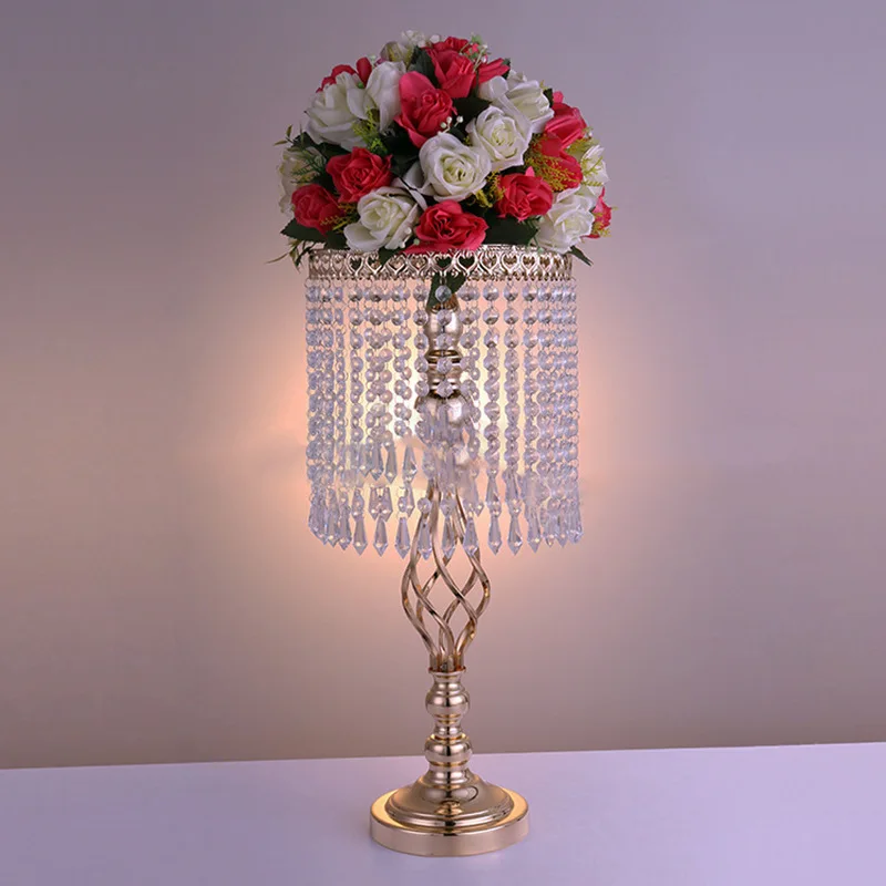 Золотая Цветочная ваза; для свадьбы реквизит украшение Хрустальная подставка для торта стол центральный цветок ваза дисплей свадебное оформление область украшения