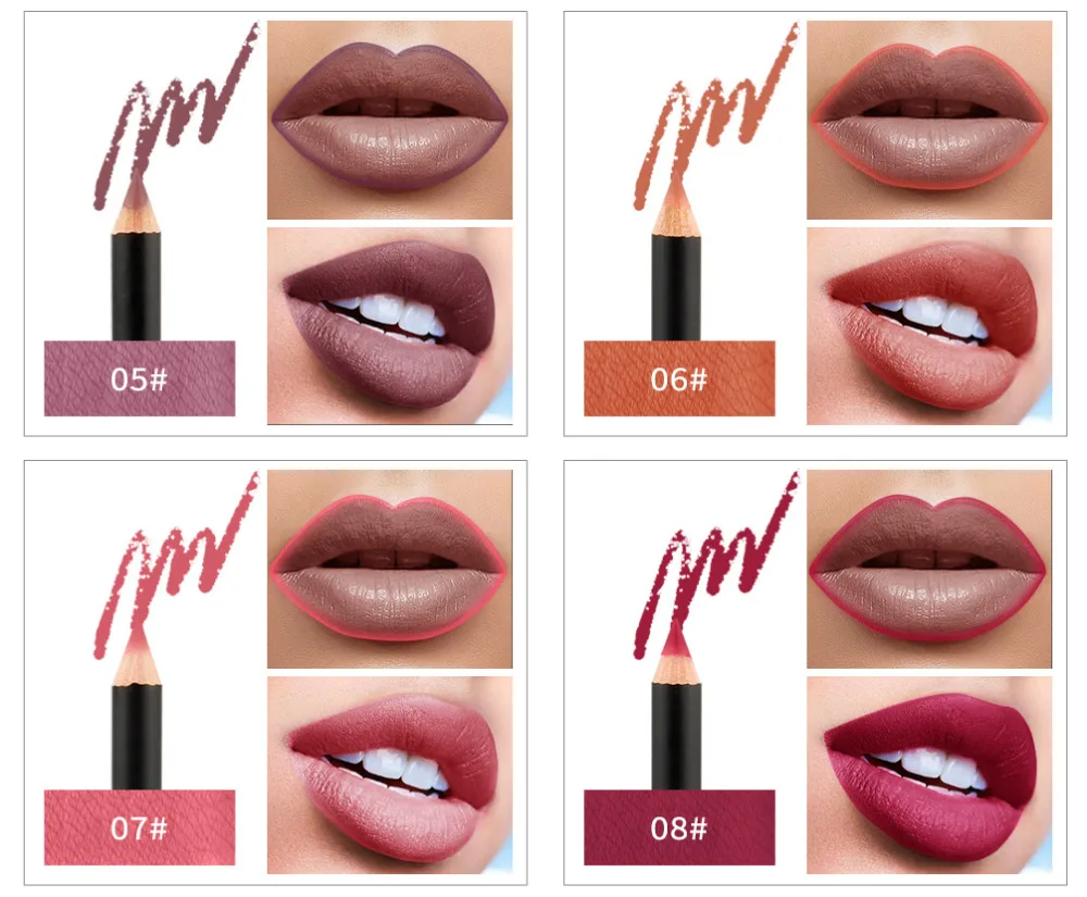 QIBEST бренд макияж комплект 12 шт./лот maquillaje Professional Lip liner Pencil прочного косметический lotes al por mayor помада Мода