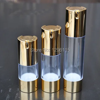

30pcs Vacuum bottles / high - end aluminum airless pump bottle gold silver color