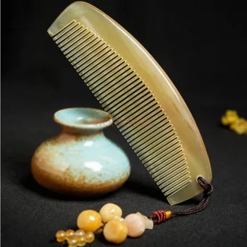 

Genuine Pure Horn Comb Massage Wooden Combs Hair Female Natural Head Meridian Loss Household Lettering For Elder Gift Hot Sale
