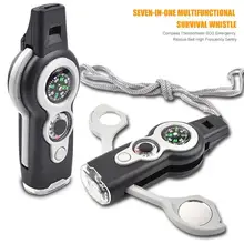 Спорт на открытом воздухе 7 в 1 аварийного выживания SOS свисток светодиодный светильник Спасательный Инструмент компаса увеличительный стеклянный термометр с светодиодный лампой