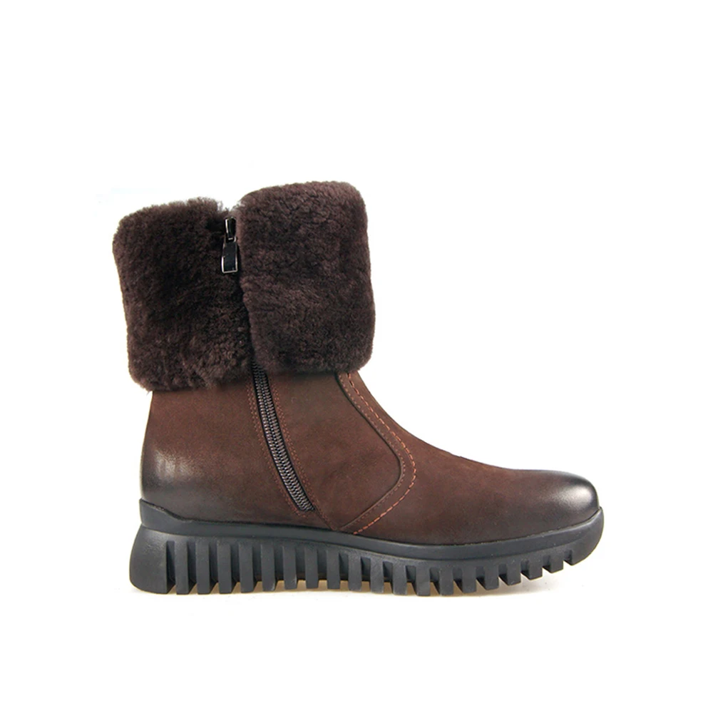 Lid044 Cuir Brun Brown Plate Muyisexi Véritable Bottes Laine forme Femmes yellow Qualité Wool Neige Chaussures Fur Taille Fur En De Plat Hiver Jaune Russie Haute RwXUq7WPW