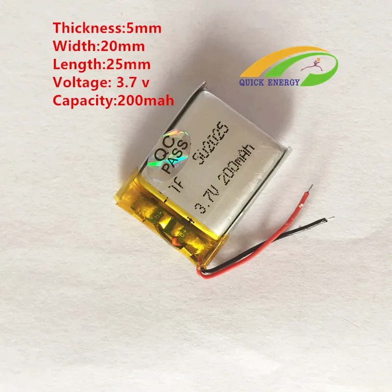 5pcs -Polymer 3.7V 200mAH po Battery thium Polymer with 200mAh 502025 052025 | Электроника