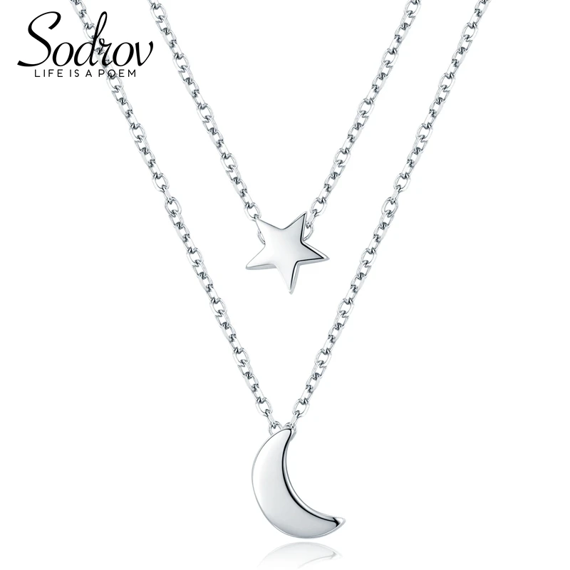 SODROV подвеска Звезда Луна ожерелье 925 серебро женские ювелирные изделия HN022 персонализированные