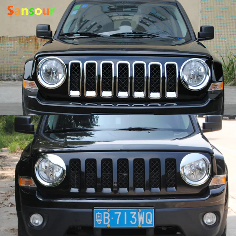 Черная крышка передней фары Sansour ABS для Jeep Patriot 2011 2012 2013 2014 2015 2016|Хромирование| |