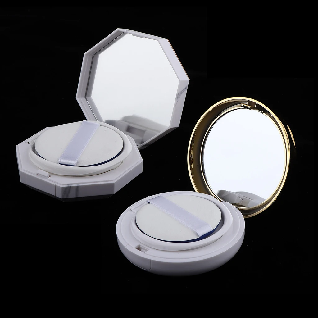 Empty Sponge Air Cushion Powder Foundation Puff Box BB Cream Container Case w/Internal Case,Sponge,Puff,Mirror for Cosmetics DIY