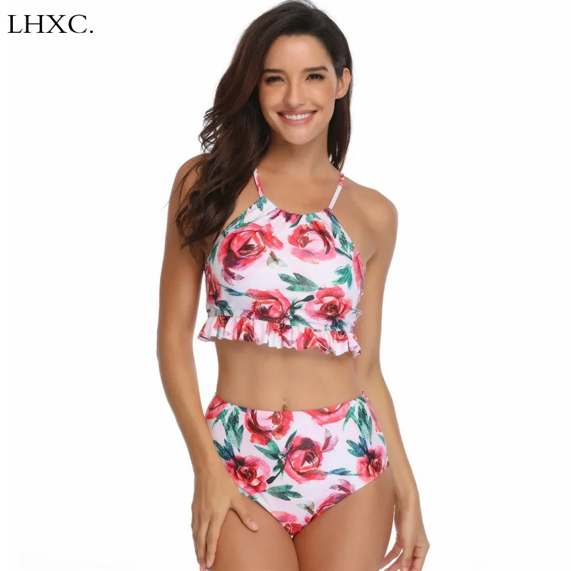 

2019 Women Bikini Set Sexy Two Pieces Printting Push Up Bathing Suits Swimwear High Waist Swimsuits Beachwear Biquinis Feminino