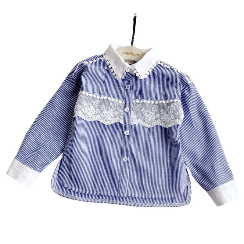 Baby Girls Flower Lace Blouse Turn down Collar Single Breasted Girs ...