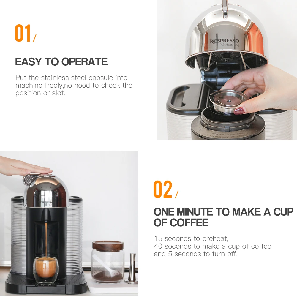 ICafilas Stianless стальной многоразовый Nespresso Vertuoline кофе фильтр для эспрессо маленькая
