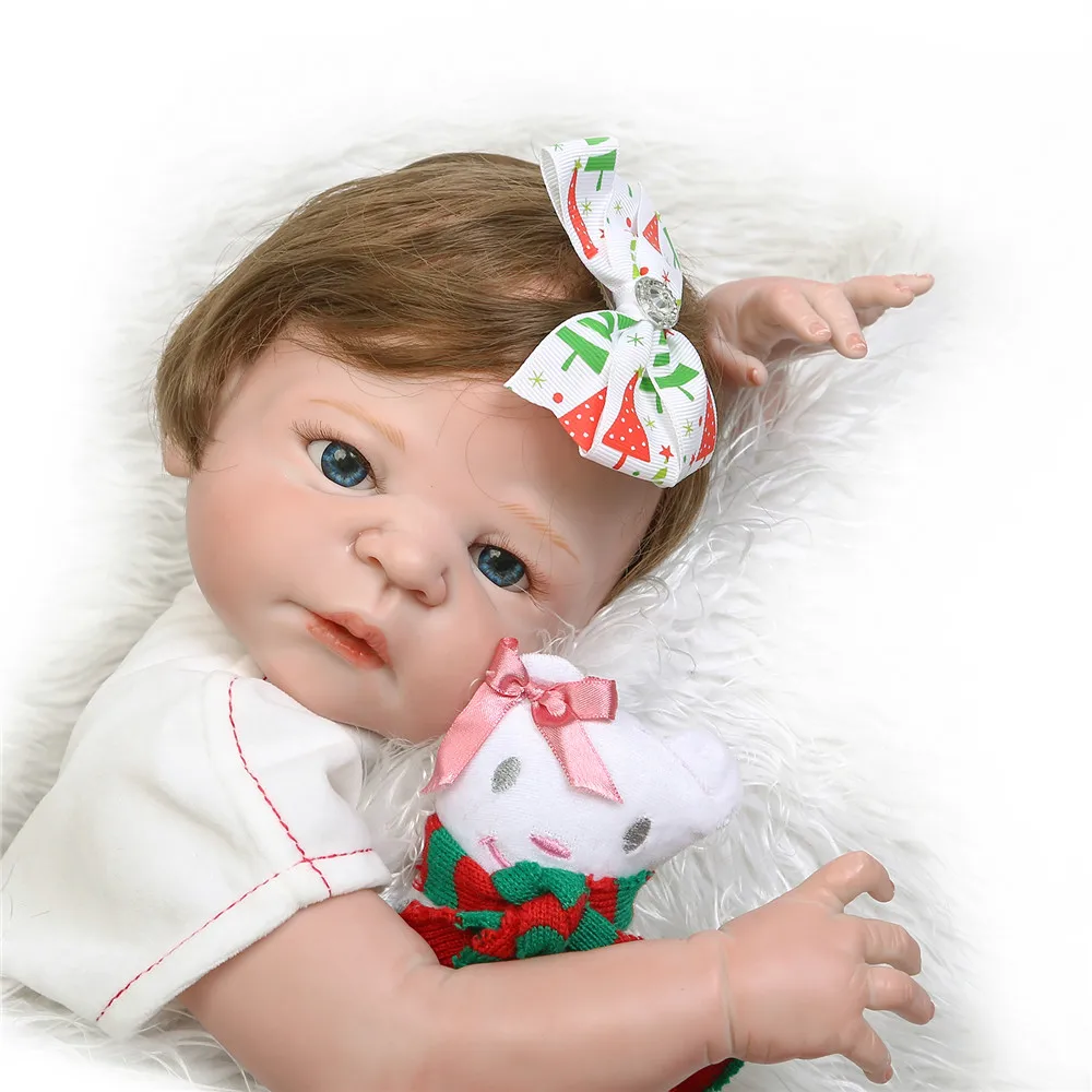 

Bebe girl reborn 23"57cm full body silicone reborn baby dolls rooted hair xmas doll for children gift bonecas brinquedo menino
