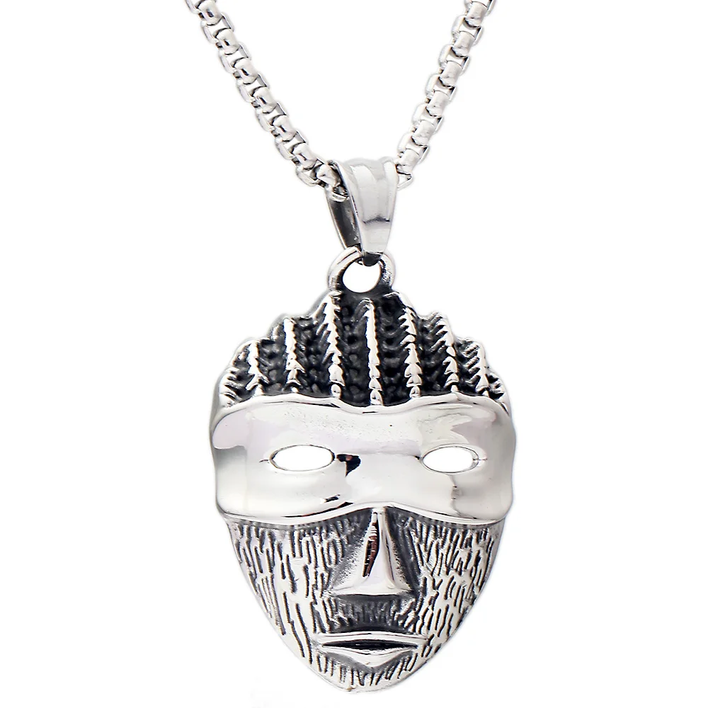 

316L Stainless Steel Men Necklace Vintage Pendant Necklace Men Jewelry Punk Style Box Chain Mask Necklaces