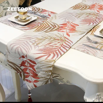 

Nordic Style Table Runner Modern Plant Pattern Tablecloth Long Mats for Home Dinner Table Decor Placemat Tea Napkins Bed Flag
