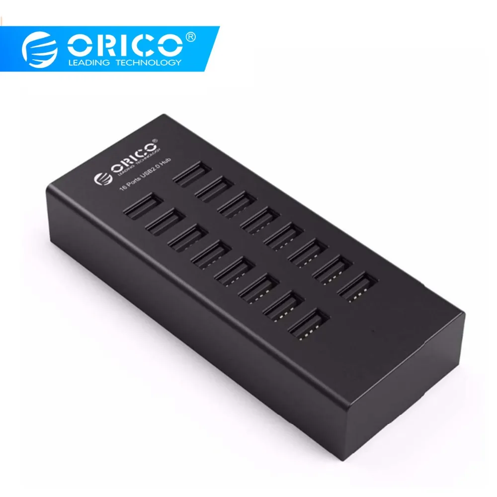 ORICO USB HUB 16 Ports Industrial USB2.0 Hubs USB Duplicator with 12V2.5A Power Adapter for Apple Macbook Air Laptop PC Tablet