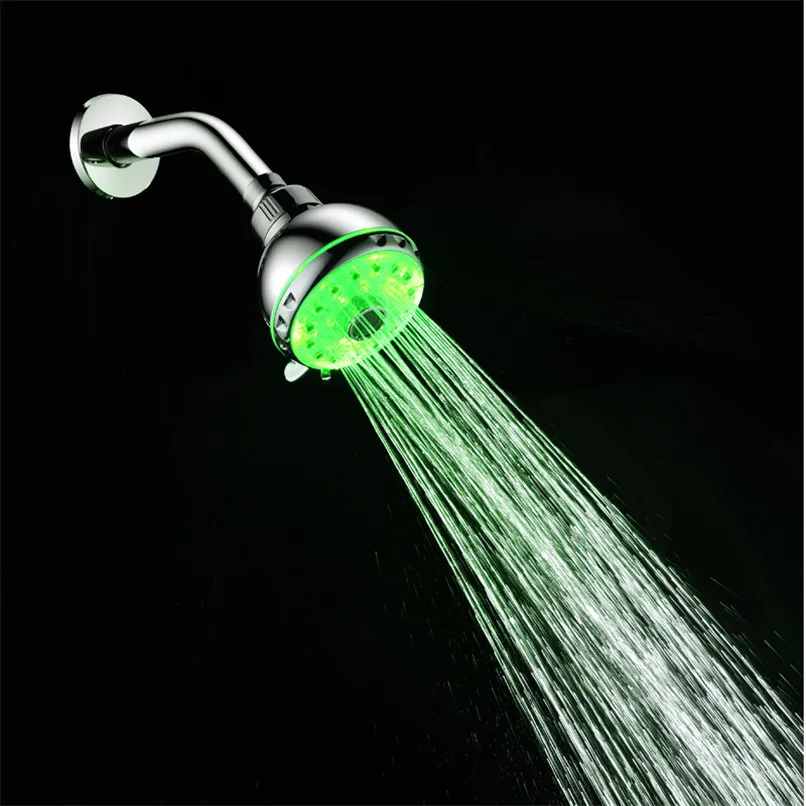 Round Water Saving Shower Heads 7 Colorful LED Light Water Bath Bathroom Filtration Shower Hand Hold Type #2y30 (7)