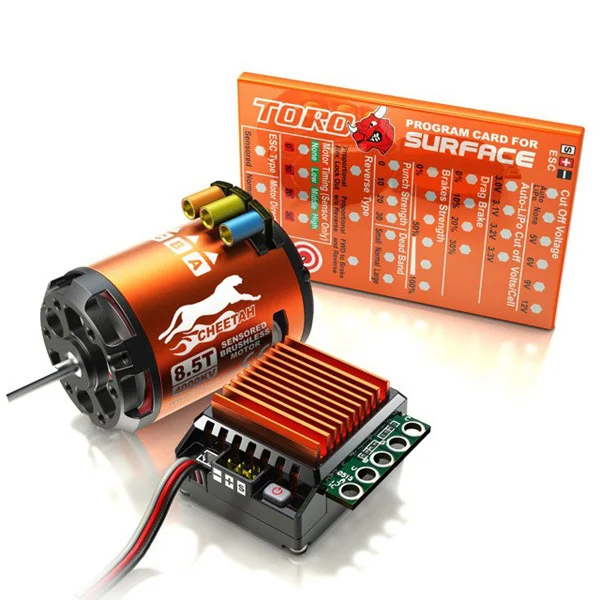 

Cheetah 1/10 RC Car 60A8.5T/10.5T/13.5T/17.5T/21.5T sensored combo Suit Electric Motor+ESC+Set Up Card