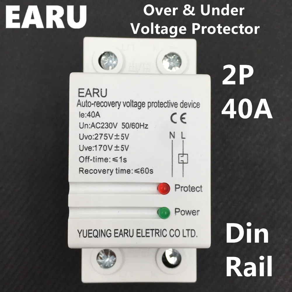 40A 230V Din rail automatic recovery reconnect over voltage and under voltage protective device protector protection relay цена 40A 230V Din rail automatic recovery reconnect over voltage and under voltage protective device protector protection relay цены онлайн