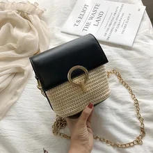 2019 Women Summer Bucket New Buckle Straw Bag Casual Single Shoulder Messenger Bag Ladies HandBag Crossbody Bags for Women 2019 Women Summer Bucket New Buckle Straw Bag Casual Single Shoulder Messenger Bag Ladies HandBag Crossbody Bags for Women