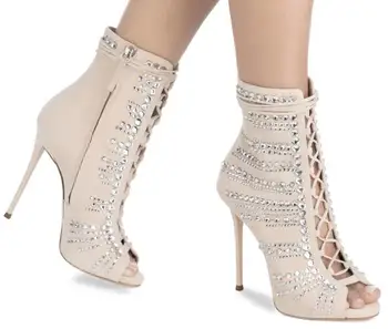 2018 Newest Beige Suede Leather Women Lace Up Peep Toe Ankle Boots Luxury Crystal Cover Ladies High Heel Boots Stiletto Boots
2018 Newest Beige Suede Leather Women Lace Up Peep Toe Ankle Boots Luxury Crystal Cover Ladies High Heel Boots Stiletto Boots