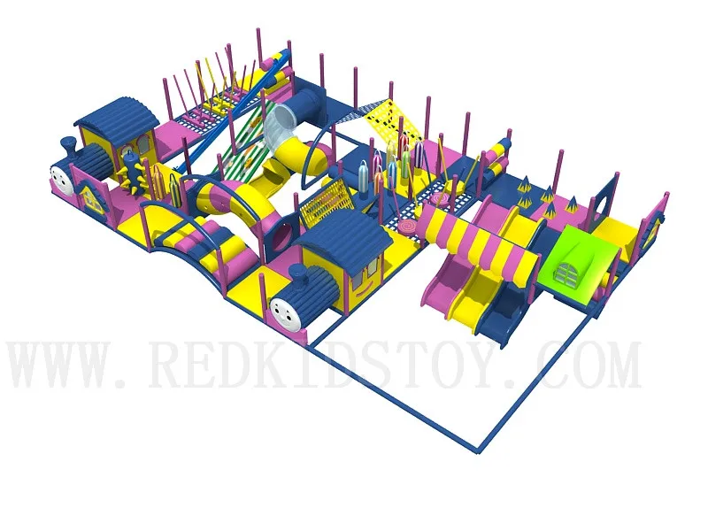 Предназначен для клиентов из США Эко-дружественных детей Крытый игровой центр с тройной горкой, S трубка горка и скалолазание HZ-8612A