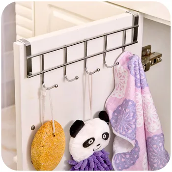 

Multifunctional cupboard door Iron 5 holes hanging rack towels storage shelf holder for bathroom kitchen accessories.