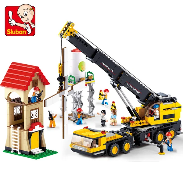 

Sluban M38-B0553 High quality 767pcs engineering crane truck model building kits 3D children early education block toys