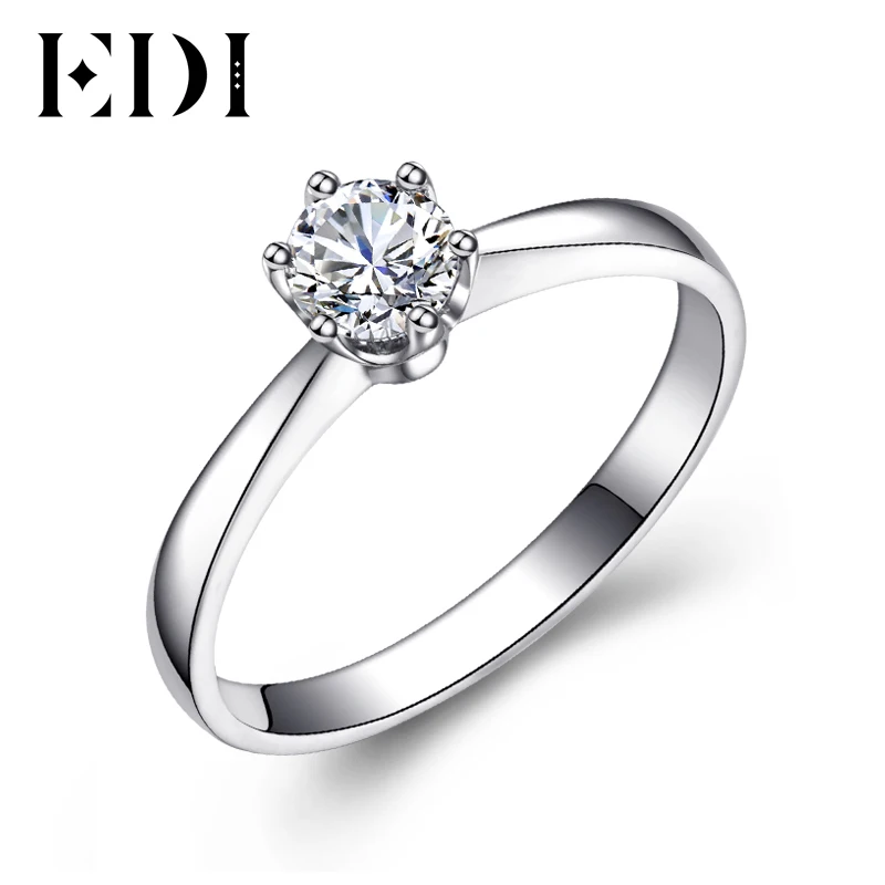 

EDI Solitaire 100% Real 925 Sterling Silver 0.4ct Moissanites Lab Grown Diamond Ring Jewelry For Women