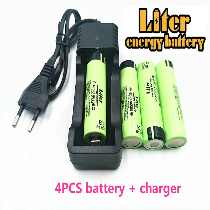 

Liter energy battery NOR 18650B Battery 3400MAH 3.7V Rechargeable Li-ion Battery + Travel Charger Can be used to LED Flashlight