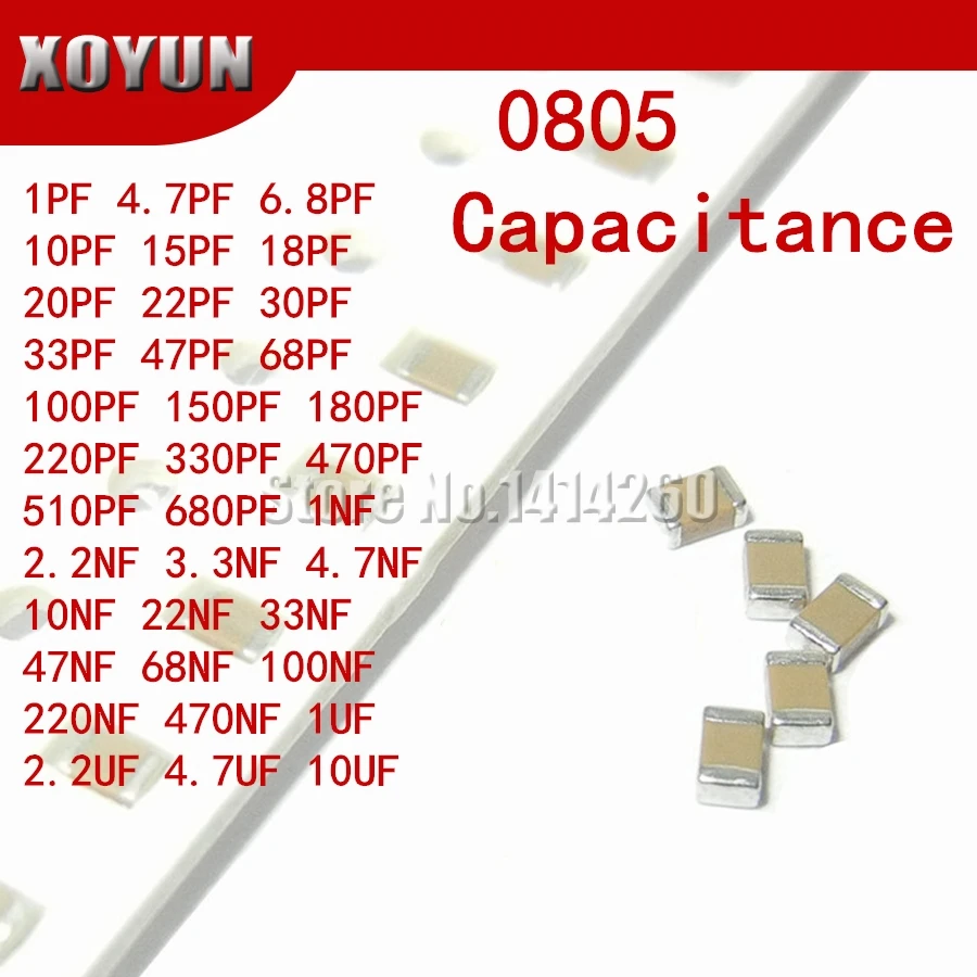 100 шт. 0805 smd конденсатор керамический 1PF-10UF 20PF 220PF 330PF 680PF 4.7NF 22NF 33NF 10NF 220NF 1 мкФ 2 4 7 10
