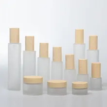 Прозрачный глазурный стеклянный косметический контейнер с деревянной верхней крышкой, банки для крема флаконы под лосьон, крем, контейнер для распылителя духов