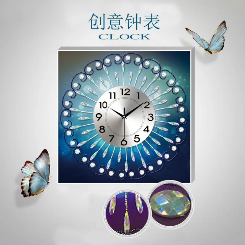 

Diy 5d Sale Diamond Embroidery, Diamond Mosaic, Special Shaped, Creative Wall Clock, Diamond Painting, Cross Stitch,3d, Decorati