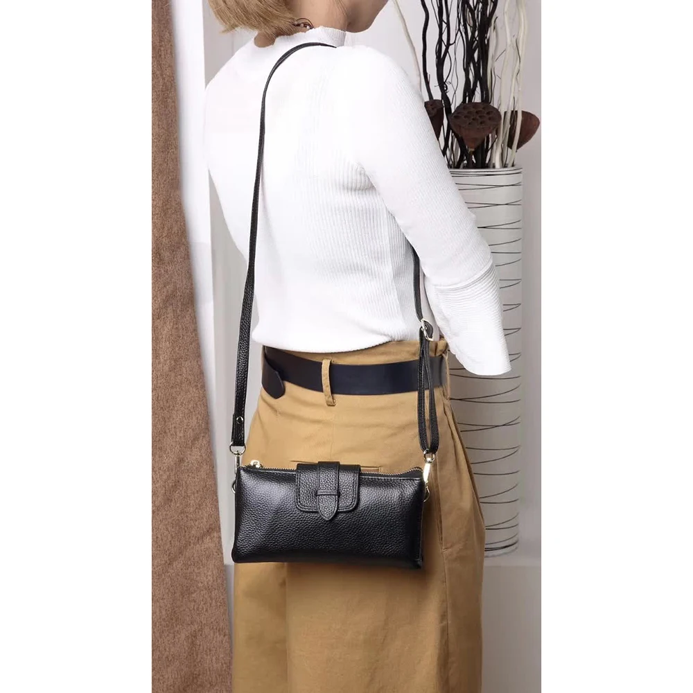 Женская сумка клатч из натуральной кожи с ручками и плечевым ремнём|bag women